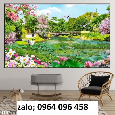 Tranh gạch 3d ốp tường tranh hoa sen - NX33