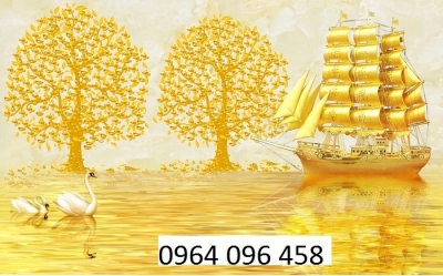 mẫu gạch tranh 3d phong thủy cây kim tiền - SNC21