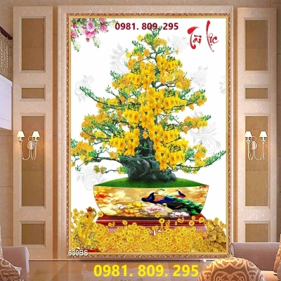 Tranh gạch trang trí hoa mai HN888