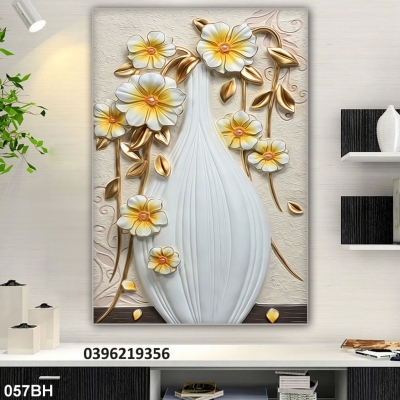 Gạch tranh 3d đẹp bình hoa trang trí