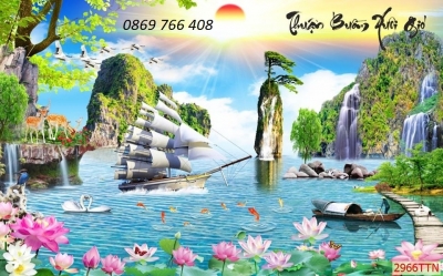 Tranh thuyền buồm-gạch tranh 3D