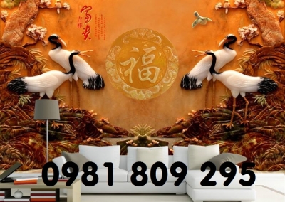 Gạch tranh 3d - tranh gạch tùng hạc