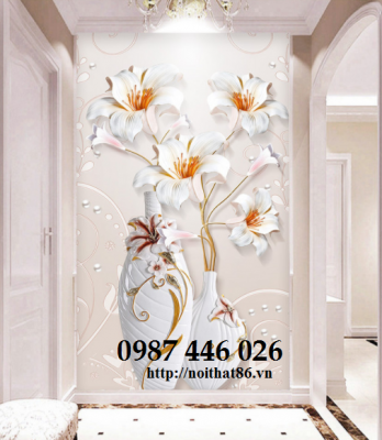 Gạch 3d tranh bình hoa lục bình HP0382