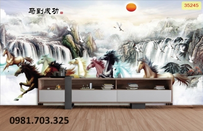 Gạch tranh ngựa đẹp 3d trang trí