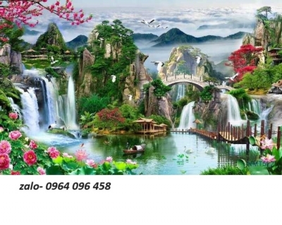Tranh gạch 3d phong cảnh thác nước chảy - XCV44
