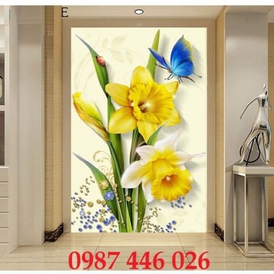 Gạch ốp tường tranh bình hoa 3d HP8342