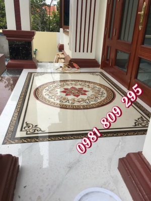Thảm gạch hoa đỏ lát phòng khách QH888