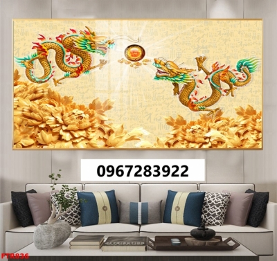 Tranh gạch 3D đẹp rồng phượng trang trí