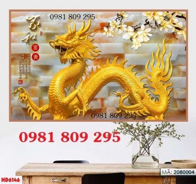 Tranh gạch rồng phượng 3d HN9391