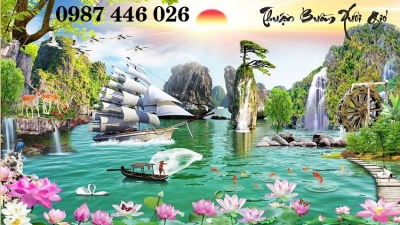 Tranh gach men thuyề buồm HP0772