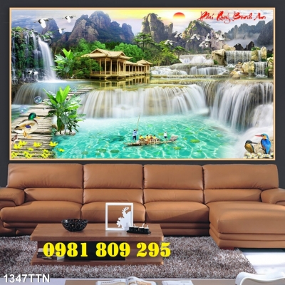Tranh gạch men 3d ốp tườn phòng khách GSF76
