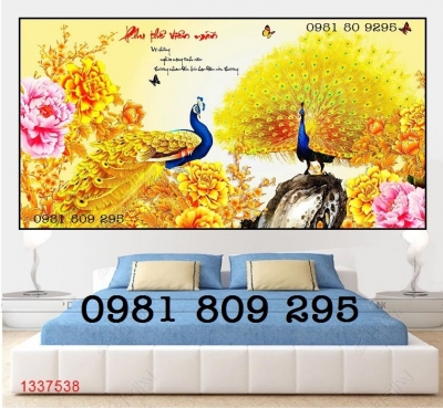 Tranh gạch men 3d chim công phòng khách GF6Y