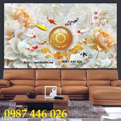 Gạch tranh cá chép vàng 3d HP97273