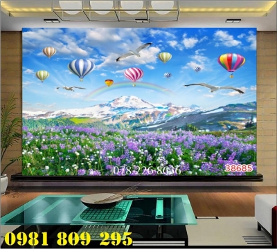 Tranh gạch 3d phong cảnh vườn hoa