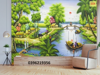 Gạch tranh 3D hình đồng quê đẹp