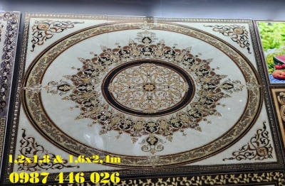 Thảm gạch phòng khách khắc vàng HP02832
