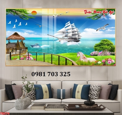 Gạch tranh trang trí thuyền buồm