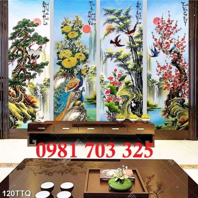 Gạch tranh tứ quý phong thủy 3