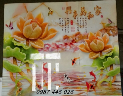 Gạch tranh 3d ốp tường phòng khách