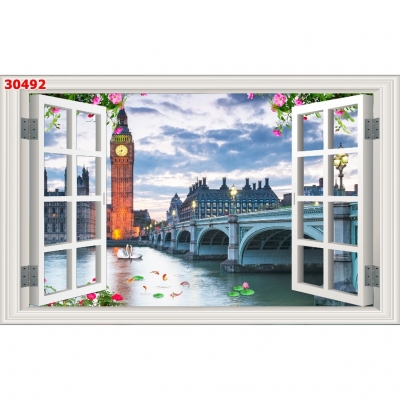 Tranh gạch 3d ốp tường cửa sổ - DXC422