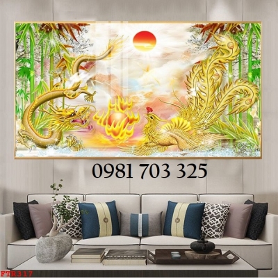 Tranh gạch 3d trang trí rồng phượng