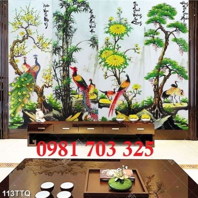 Tranh gạch 3d tứ quý