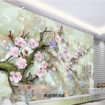 Tranh gạch vườn hoa 3d