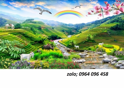 Tranh gạch 3d phong cảnh phòng khách - 8433DM