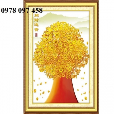 Gạch tranh 3D - tranh cây kim tiền tài lộc