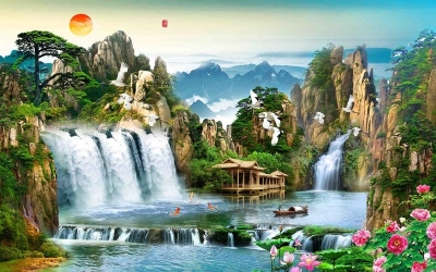 tranh phong cảnh dán tường 3d - 73MD