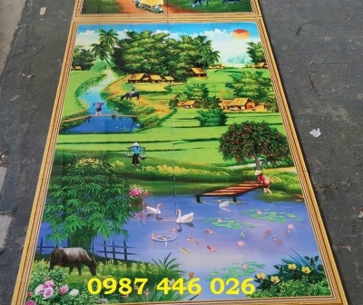 Gạch tranh 3d làng quê HP477