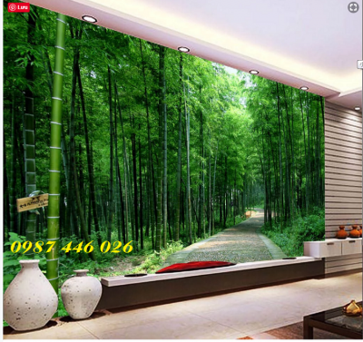 Gạch tranh hàng tre xanh HP7384