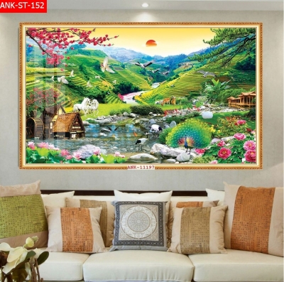 Tranh gạch 3d ốp tường phong thủy phòng khách - CV533