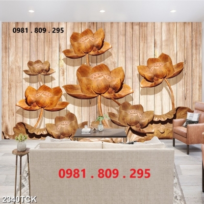 Mẫu gạch trang trí 3d hoa sen