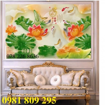 Tranh gạch men 3d hoa sen sứ ngọc HP888