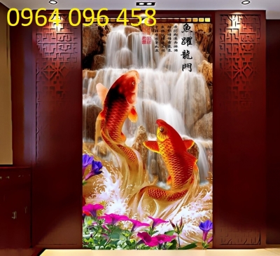 Tranh gạch cá chép hóa rồng 3d - LMNB54