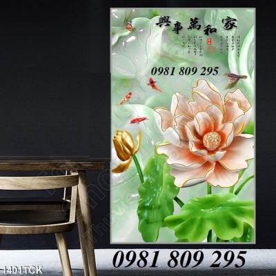 tranh gạch 3d hoa sen ốp tường