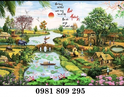 Tranh 3d làng quê , gạch tranh 3d cảnh làng quê trang trí