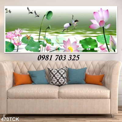 tranh 3D hoa sen- tranh gạch men trang trí