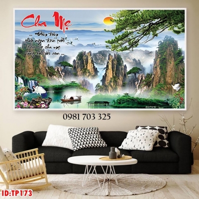 Tranh mẹ cha, gạch tranh 3D thư pháp