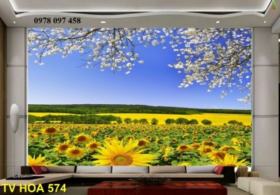 Tranh gạch 3d - tranh vườn hoa