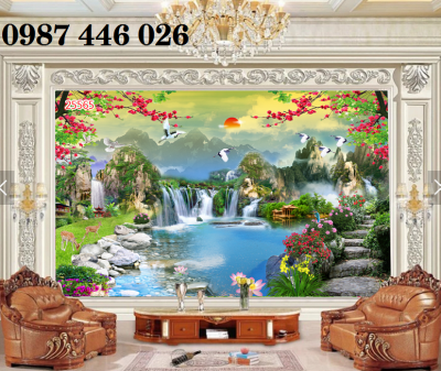 Tranh gạch men phong cảnh thác nước HP722