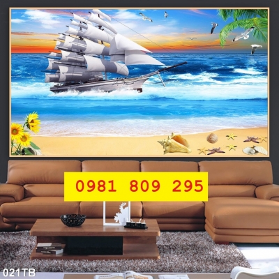 Tranh gạch 3d thuyền buồm