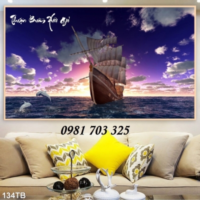 Gạch tranh thuận buồm xuôi gió phong thủy 3D