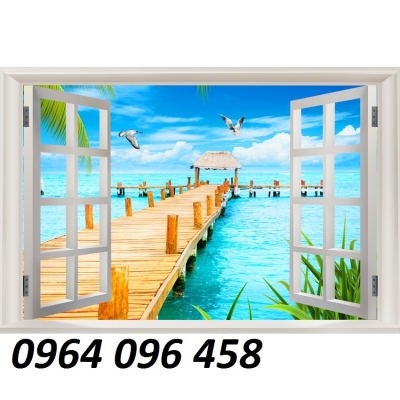 Tranh gạch 3d ốp tường cửa sổ 3d - LMN87