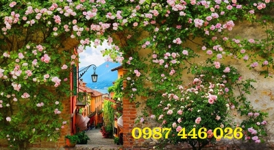Tranh giàn hoa, gạch tranh hoa hồng HP9823