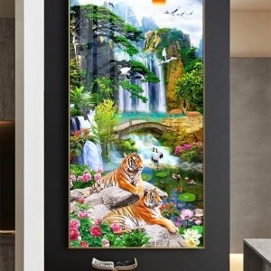 Tranh gạch 3d ốp tường con hổ - LXDC4