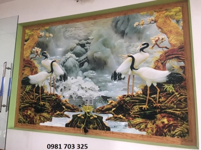 Gạch tranh phong thủy- tranh 3D tùng hạc