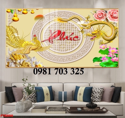 Gạch tranh trang trí rồng phượng