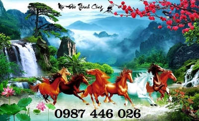 Tranh ngựa- gạch tranh mã đáo thành công HP0832